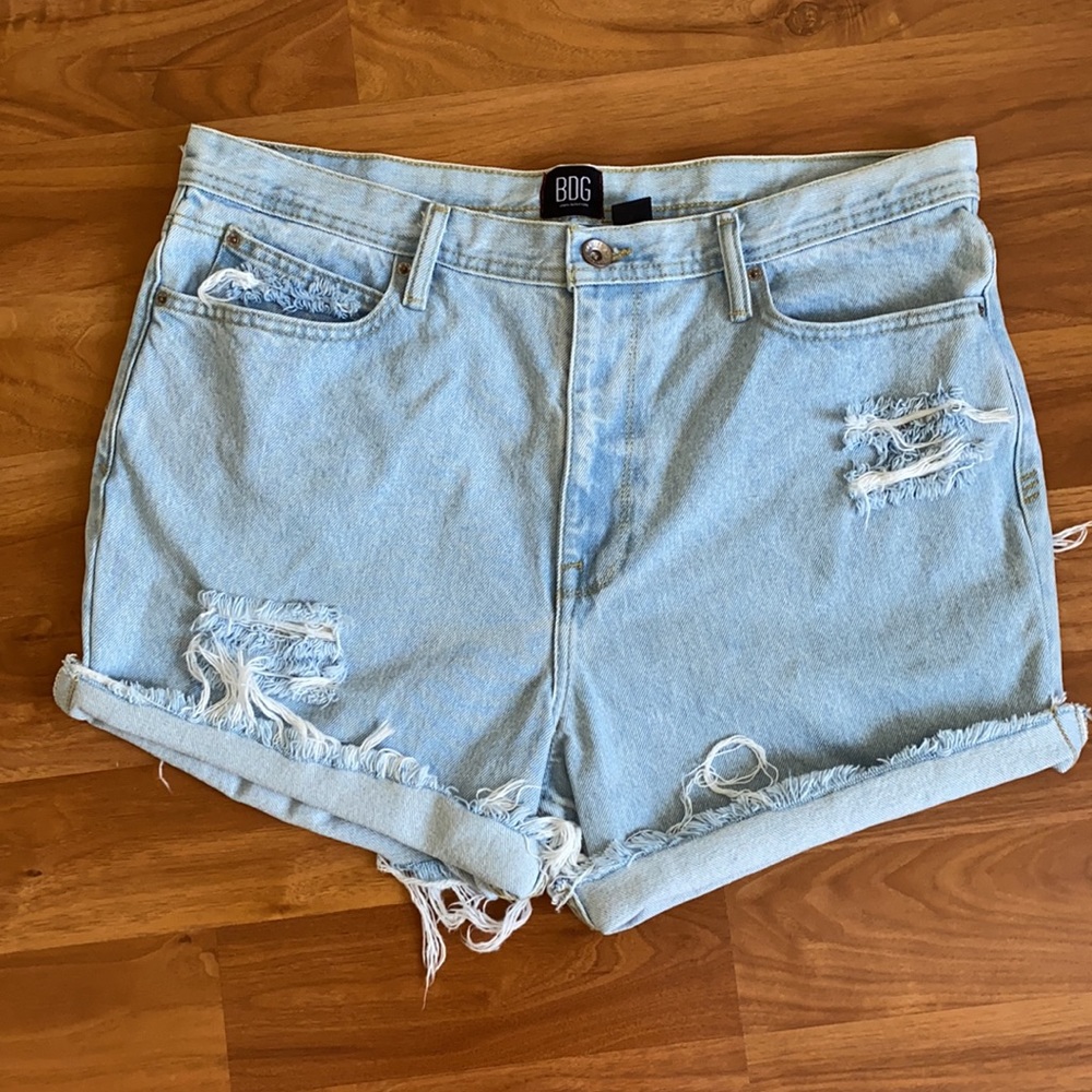 BDG Custom High Rise Distressed Jean Shorts